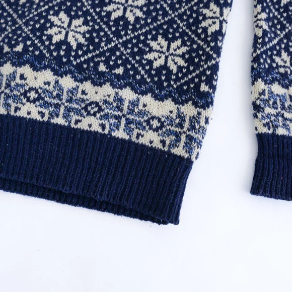 Vintage Environmental  Clothing Co Made USA 85% Wool Navy/ Cream Winter Design L - Picture 6 of 12